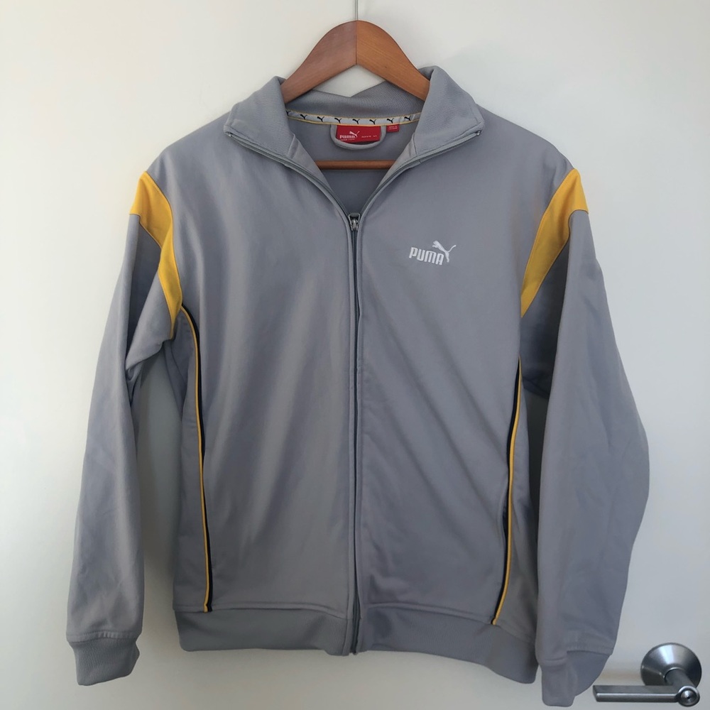 Boys Puma Track Jacket - Boys XL - Grey/Yellow